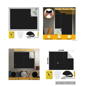 DIY Black Portable Room Darkening Blackout Blind Oxford Cloth for Window…